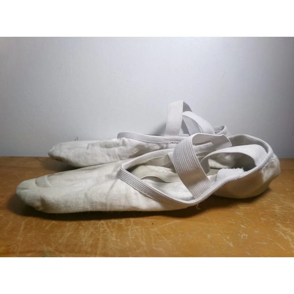 Pre-Owned Dance Ballet Shoes So Danca SD16 White 9.5B Adult Canvas Crossing Str